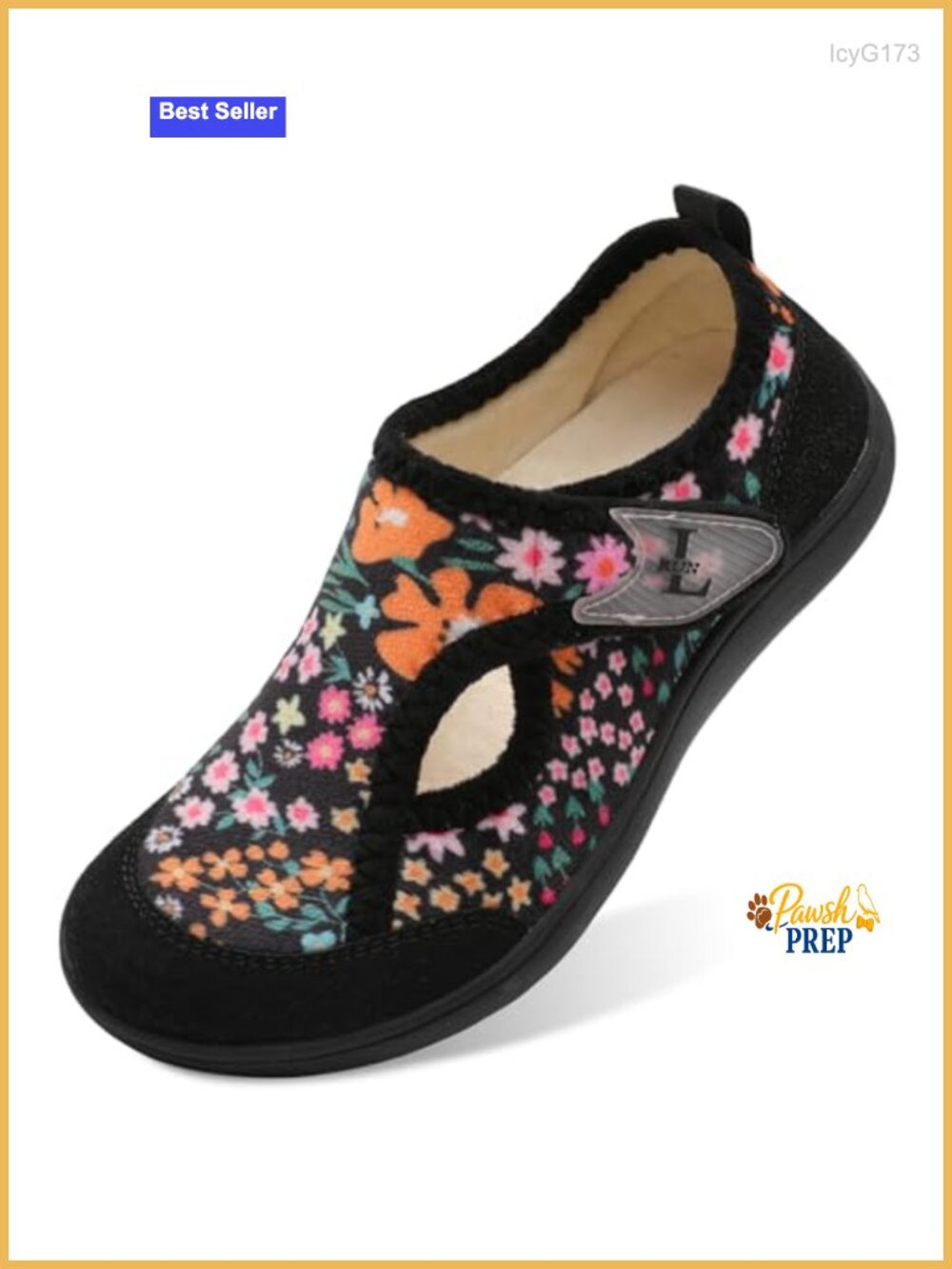 Women's Wide Toe Box Slippers with Arch Support - Adjustable Hook and Loop